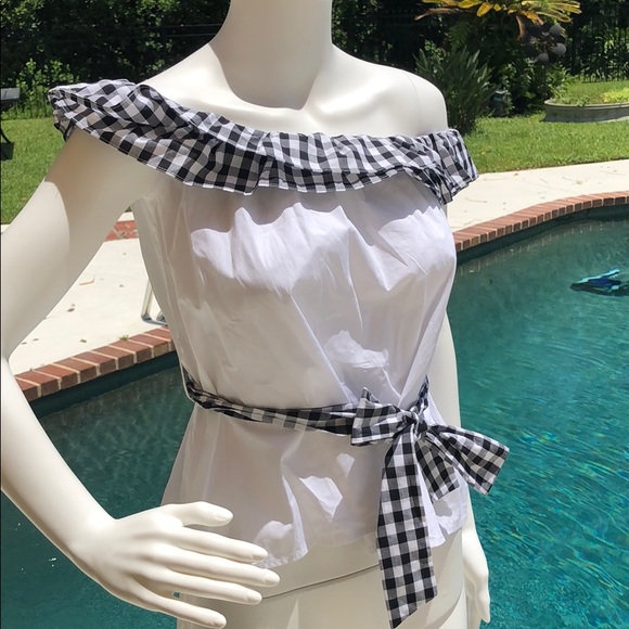 NWT After Market off the shoulder, tie waist, top - Picture 8 of 9